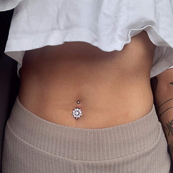Navelpiercing - 1,6 mm - Kristall - blomma