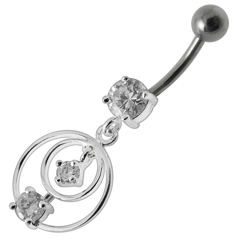 Navelpiercing - runda cirklar med kristaller