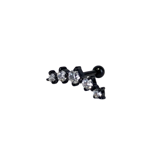 Barbell - 1,2 mm - 5 st vita kristaller - svart PVD