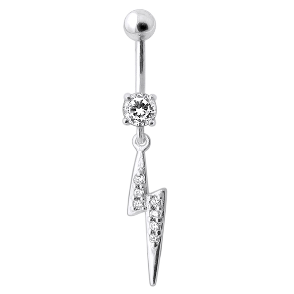 Navelpiercing - kristall med blixtar