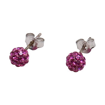 Silverörhängen,4 mm med cerise swarovskikristaller