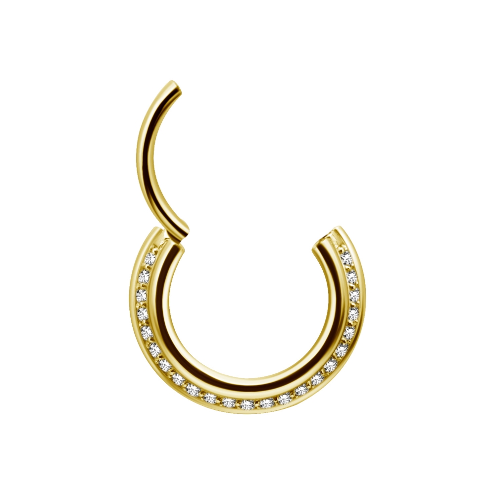 Clicker - 1,2 x 8 mm - rundad med kristaller - guld - 2