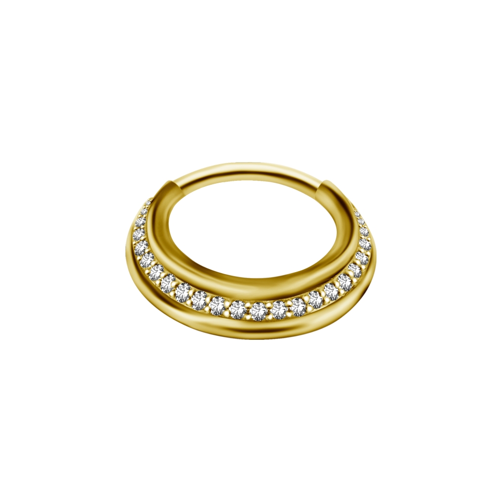 Clicker - 1,2 x 8 mm - rundad med kristaller - guld - 3