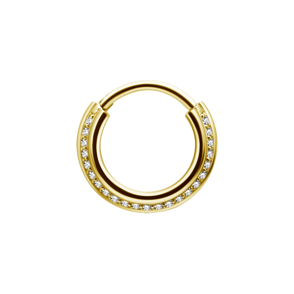 Clicker - 1,2 x 8 mm - rundad med kristaller - guld
