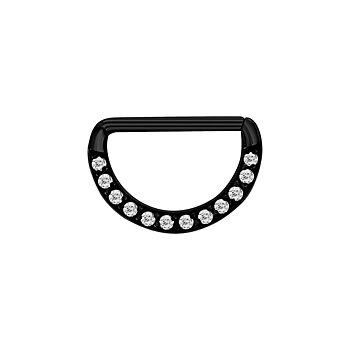 Clicker - 1,6 mm - 12 & 14 mm - svart - vita kristaller