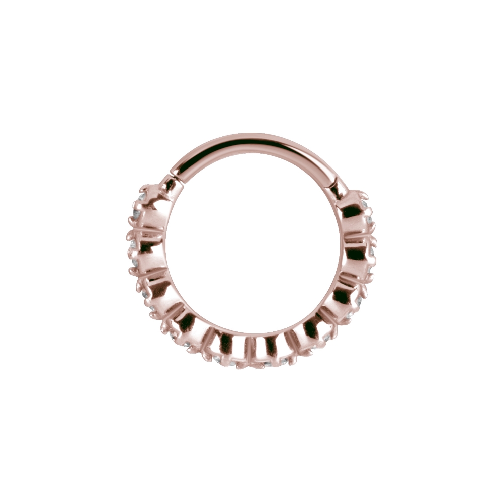 Clicker - 1,2 x 8 mm - rundad med diamantfattade kristaller - roséguld - 2