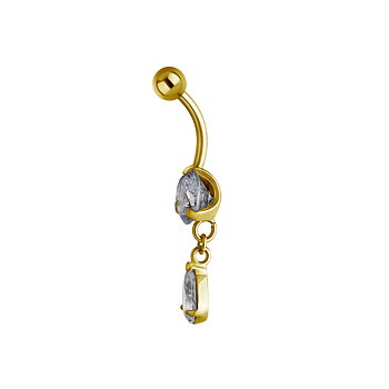 Navelpiercing - kristaller - droppform - guld PVD