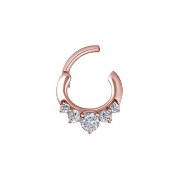 Clicker curved- 1,6 - 6 mm - roséguld med vit kristall