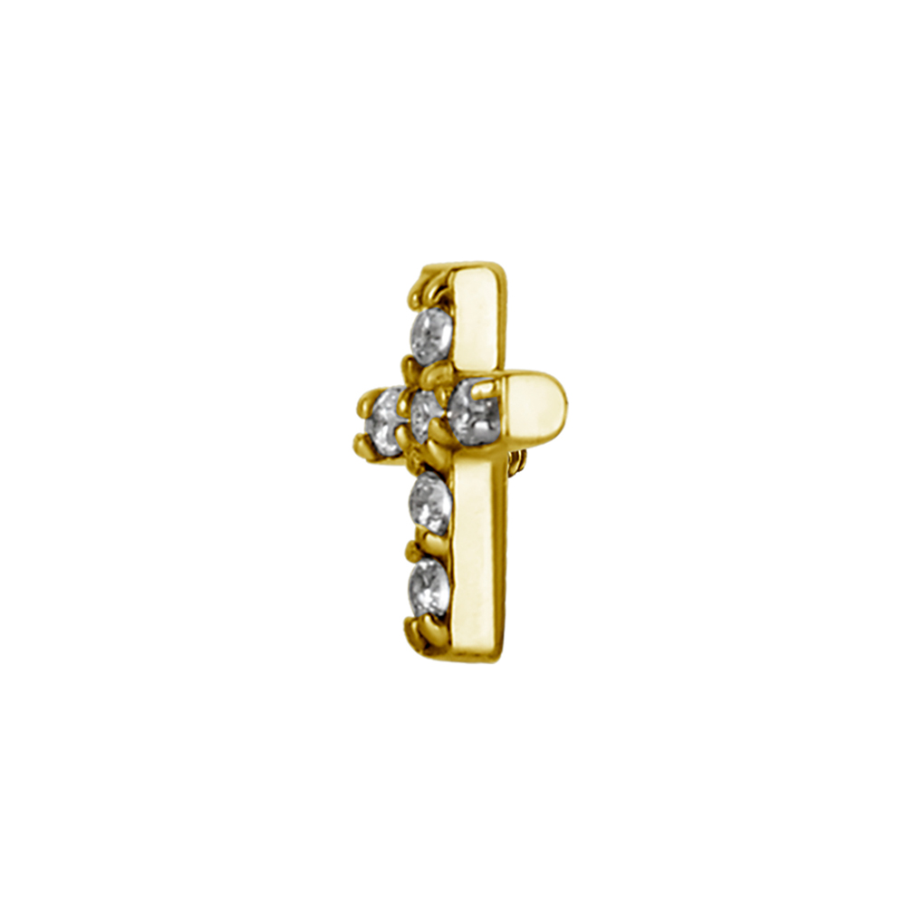 Topp till invändigt gängad labret - kors - 24K guld PVD - 2