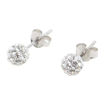 Silverörhängen - 3 mm med vita swarovskikristaller
