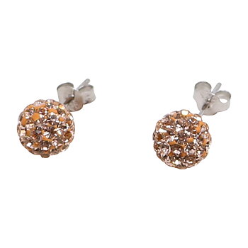 Silverörhängen, 8 mm med champagnefärgade swarovskikristaller