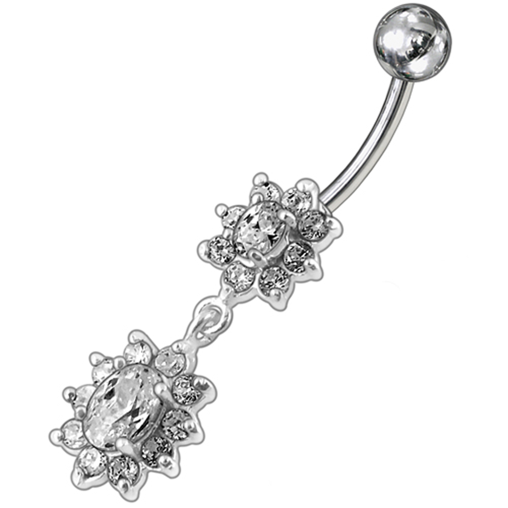 Navelpiercing - kristaller med hänge