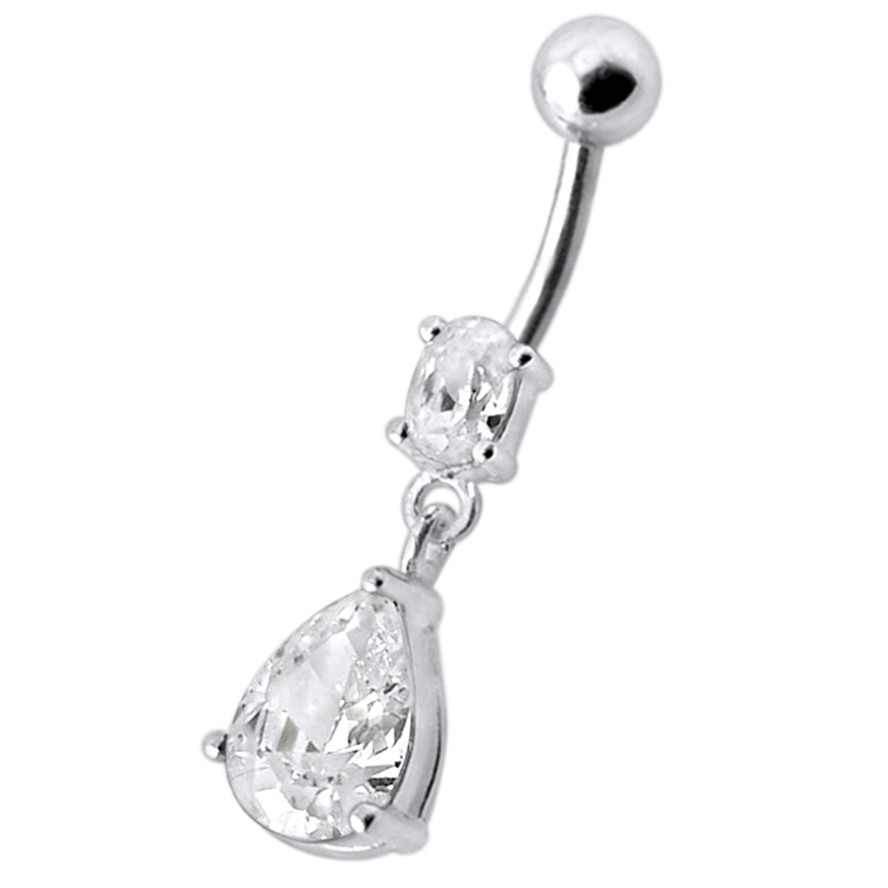 Navelpiercing - droppformad kristall