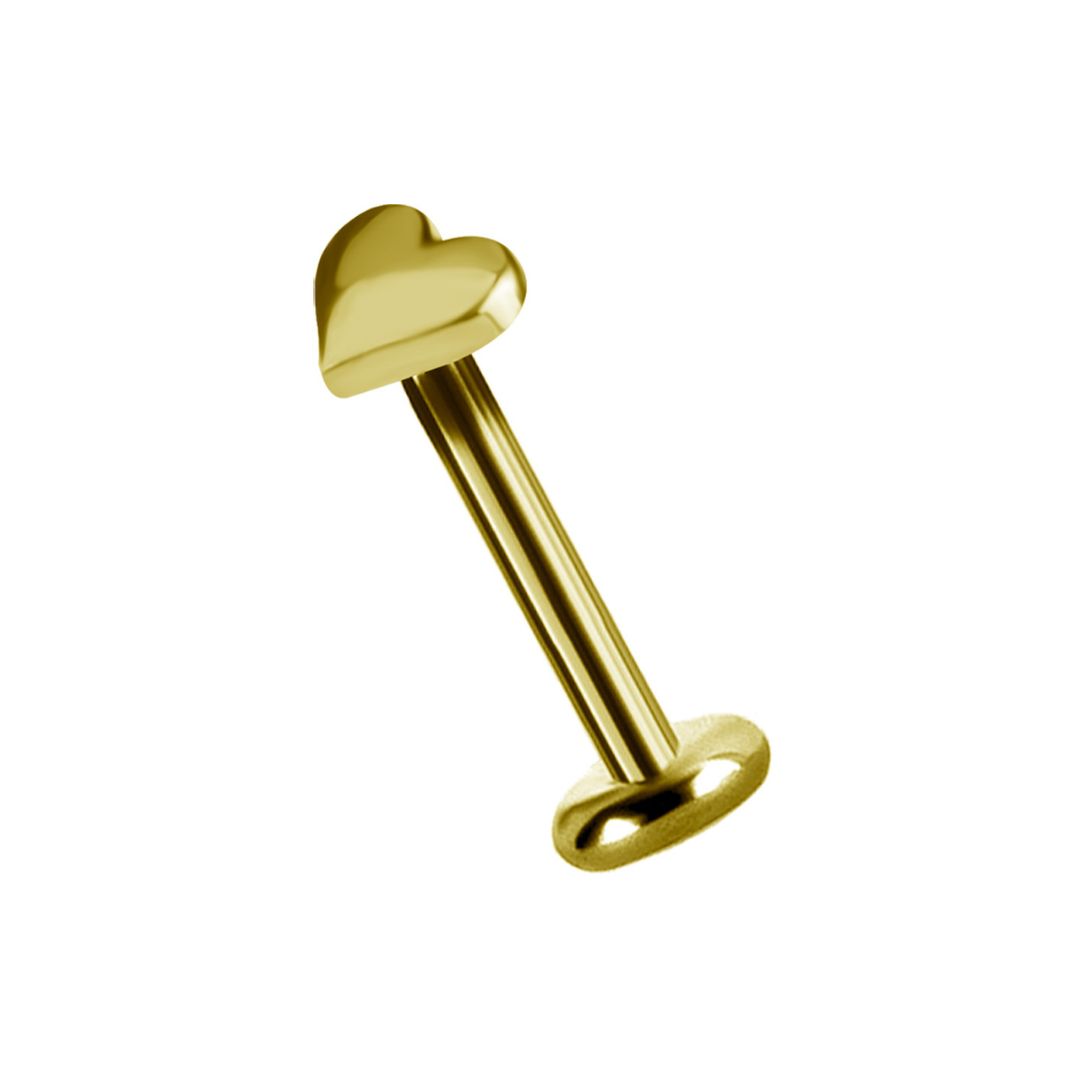 Topp  till invändigt gängad labret - hjärta - 18K guld - 3