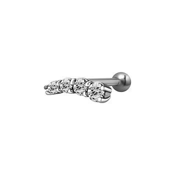 Barbell böjd modell - höger - 1,2 mm - 6 mm - vita kristaller
