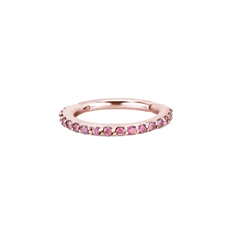 Clicker - large - 1,2 - roséguld - rosa kristaller