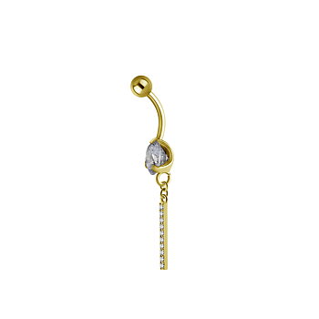 Navelpiercing - stelt kristallhänge - 24K guld PVD