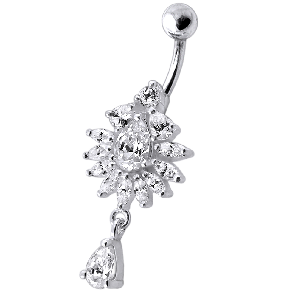 Navelpiercing - droppformade kristaller