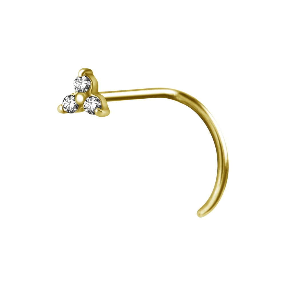 Näspiercing - 0,8 mm - roséguld - vita kristaller - 2