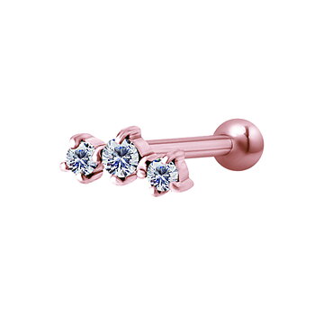 Barbell - 1,2 mm - 3 st vita kristaller - roséguld