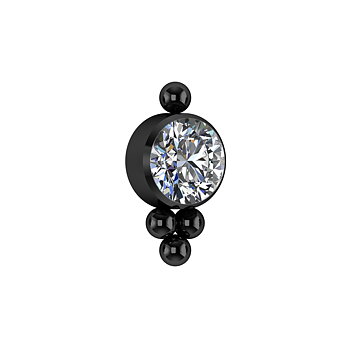 Topp till invändigt gängad labret - 3 mm kristall - titan - svart PVD