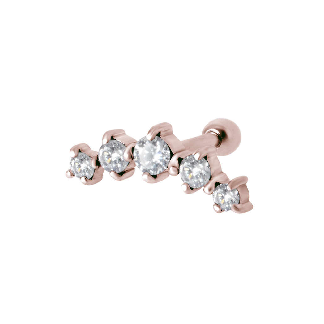 Barbell - 1,2 mm - 5 st vita kristaller - roséguld