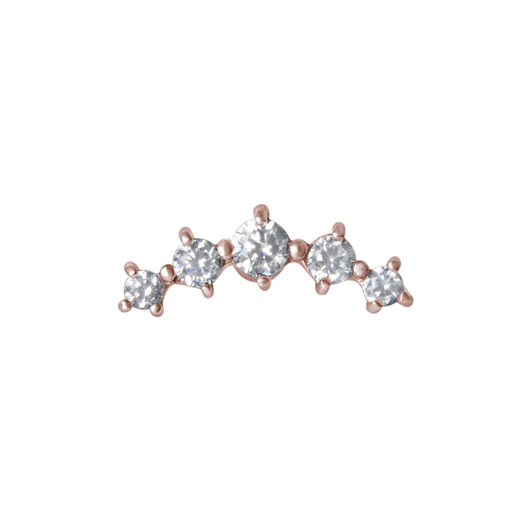 Barbell - 1,2 mm - 5 st vita kristaller - roséguld - 2