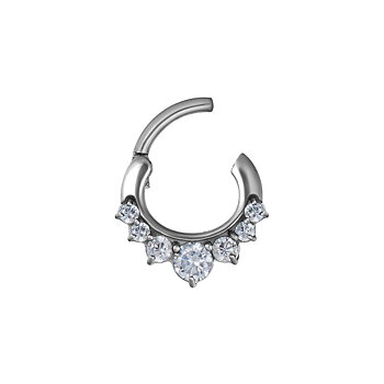 Clicker curved large - 1,2 - 8 mm - stål med vita kristall