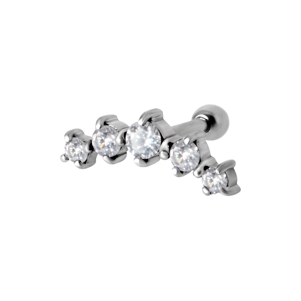 Barbell - 5 st vita kristaller med diamantfattning