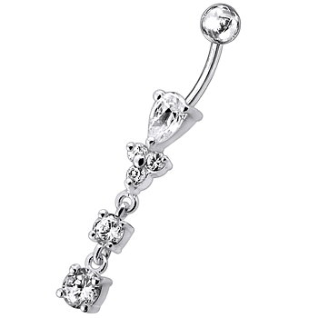 Navelpiercing - trinity med kristallhänge