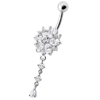 Navelpiercing - stor blomma med hänge
