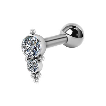 Barbell möstrad med kristall - 1,2 mm - titan