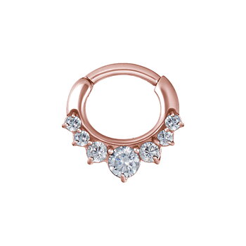 Clicker curved large - roséguld med vita kristall
