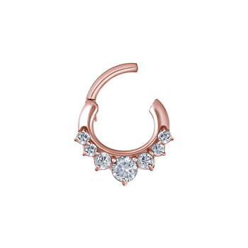 Clicker curved large - roséguld med vita kristall