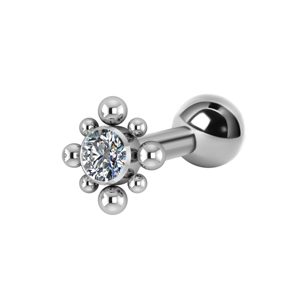 Barbell mönstrad med kristall - 1,2 mm - titan