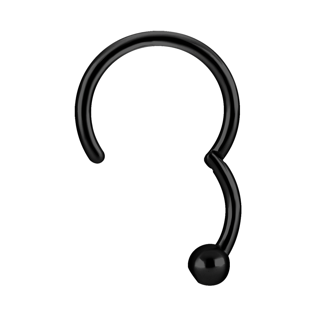 Clicker - öppningsbar piercingring med kula - svart - 2