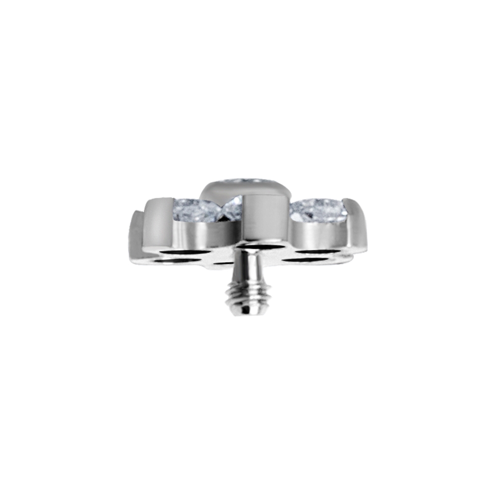 Piercingsmycke Dermal anchor - blomma - vit kristall - 3