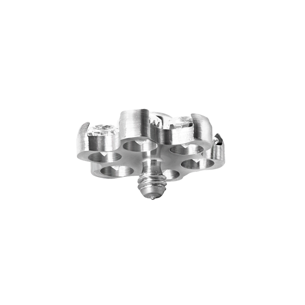 Piercingsmycke Dermal anchor - blomma - vit kristall - 2