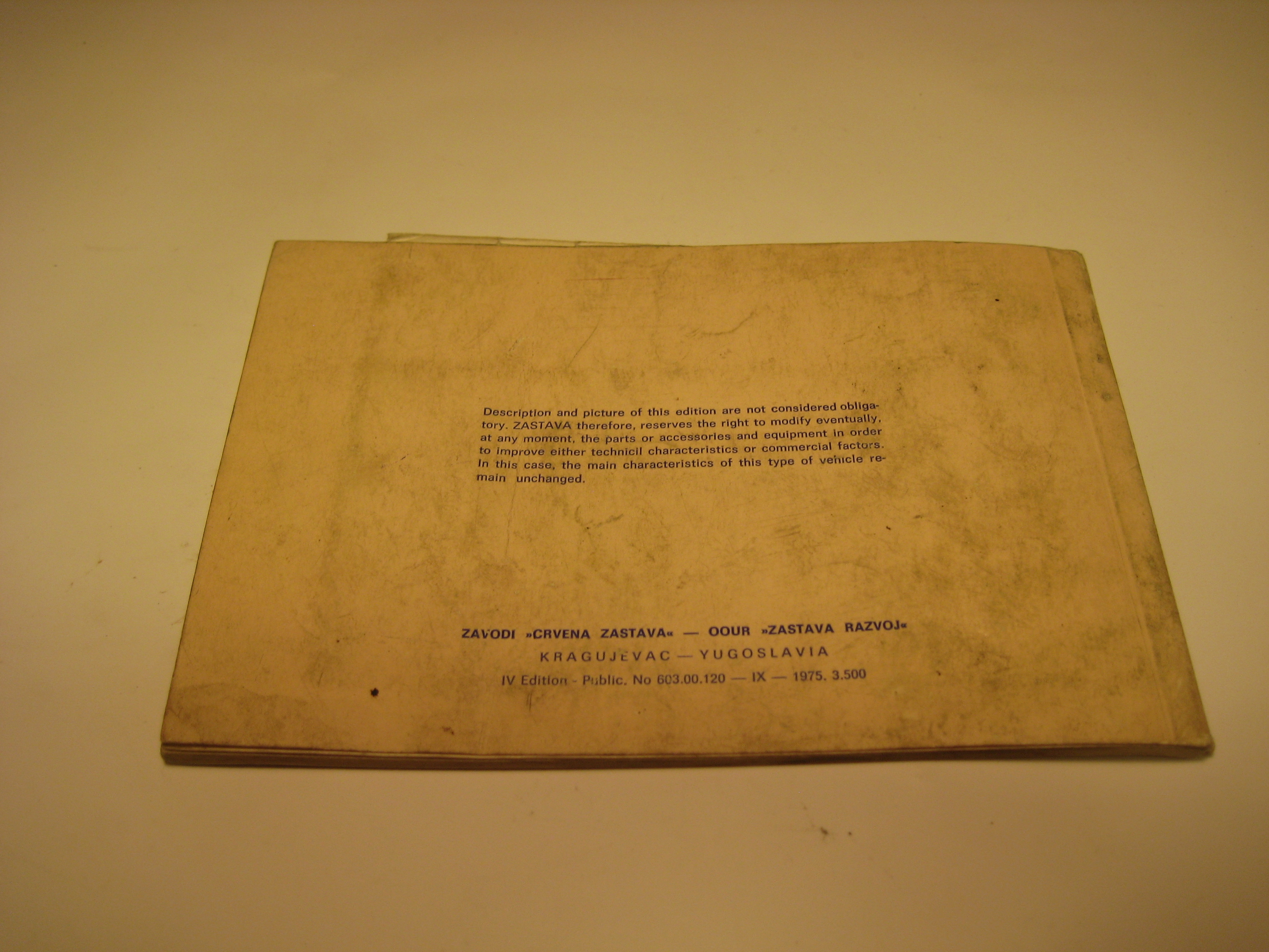 Instruktionsbok Zastava 1100 - 2