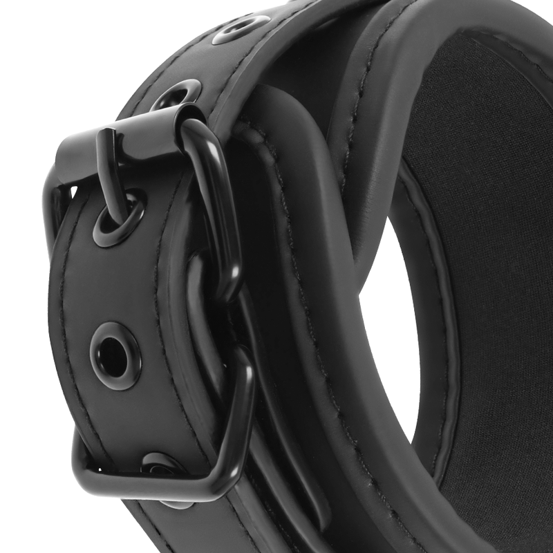 Fetish Submissive Bondage Vegan Leather Ankle Cuffs With Noprene Lining - 4