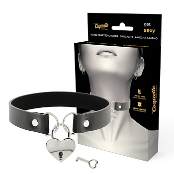 Coquette Chic Desire Vegan Leather Necklace With Heart Accessory With Key