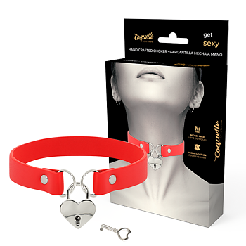 Coquette Chic Desire Vegan Leather Necklace With Heart Accessory With Key
