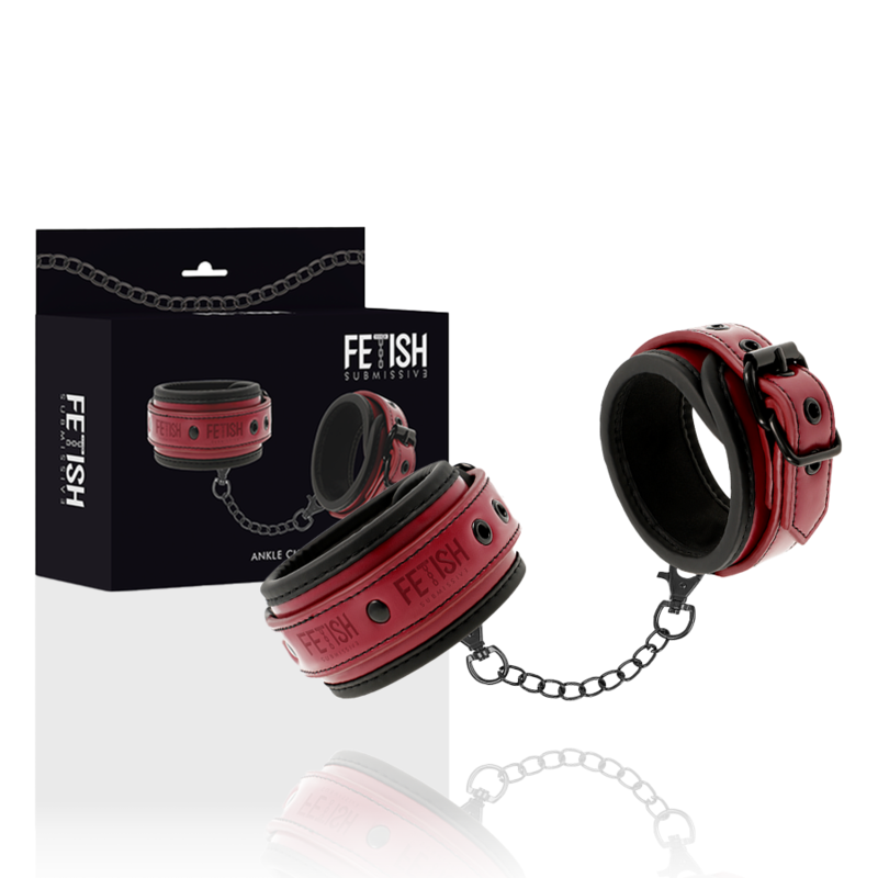 Fetish Submissive Dark Room Vegan Leather Ankle Handcuffs With Neoprene Lining - 2