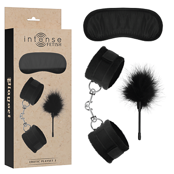 Intense Fetish Erotic Playset 2 With Handcuffs Blind Mask And Tickler