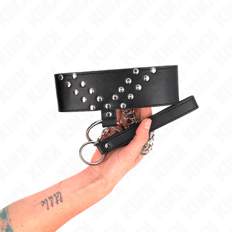 Necklace With Belt 65 Cm With V Rivet Adjustable 36 43 Cm X 5 Cm - 4