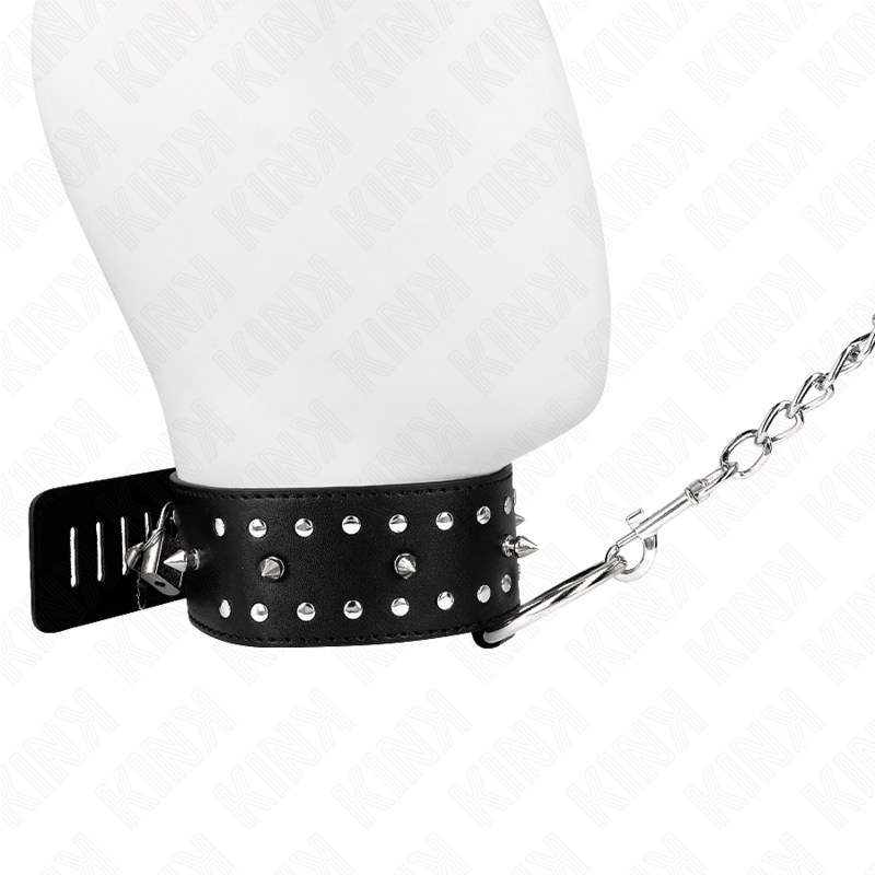 Necklace With Leash 65 Cm With Silver Studs Adjustable 36 43 Cm X 5 Cm - 4