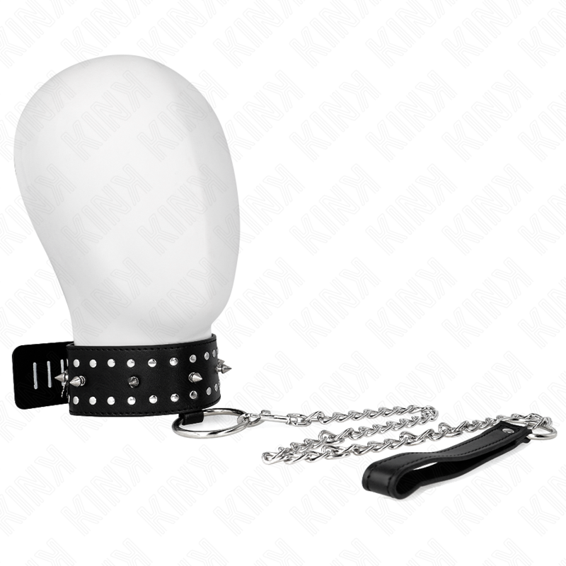Necklace With Leash 65 Cm With Silver Studs Adjustable 36 43 Cm X 5 Cm