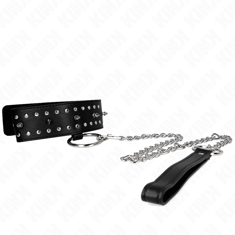 Necklace With Leash 65 Cm With Silver Studs Adjustable 36 43 Cm X 5 Cm - 3