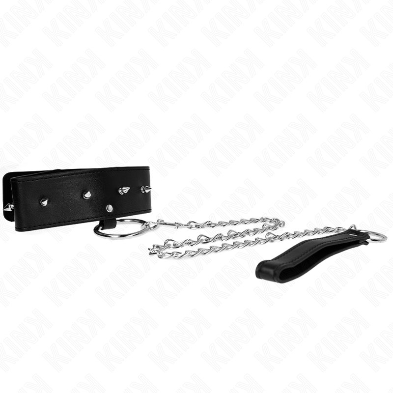 Necklace 65 Cm With Leash With Silver Studs Adjustable 36 43 Cm X 5 Cm - 2