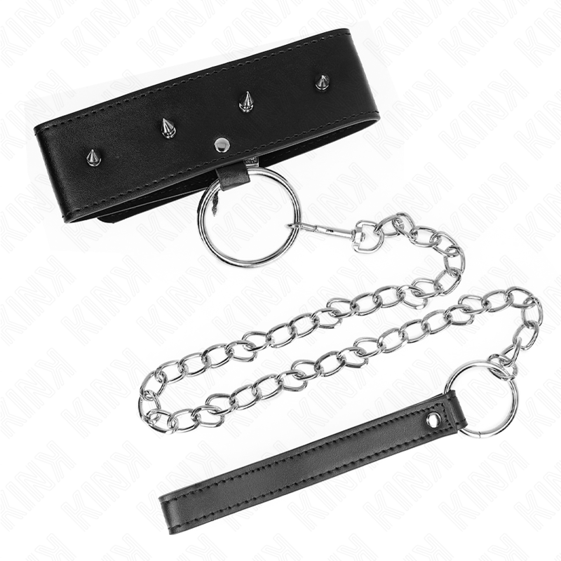 Necklace 65 Cm With Leash With Silver Studs Adjustable 36 43 Cm X 5 Cm - 4